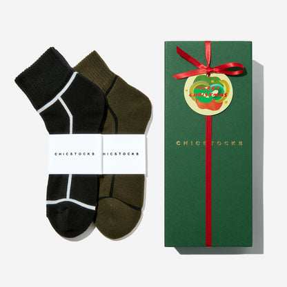 【クリスマス】  アンクルソックス  2足ギフトセット  全7色