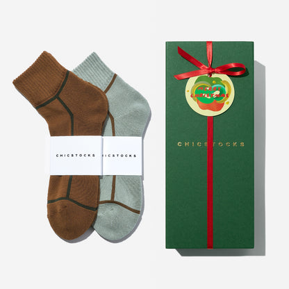 【クリスマス】  アンクルソックス  2足ギフトセット  全7色