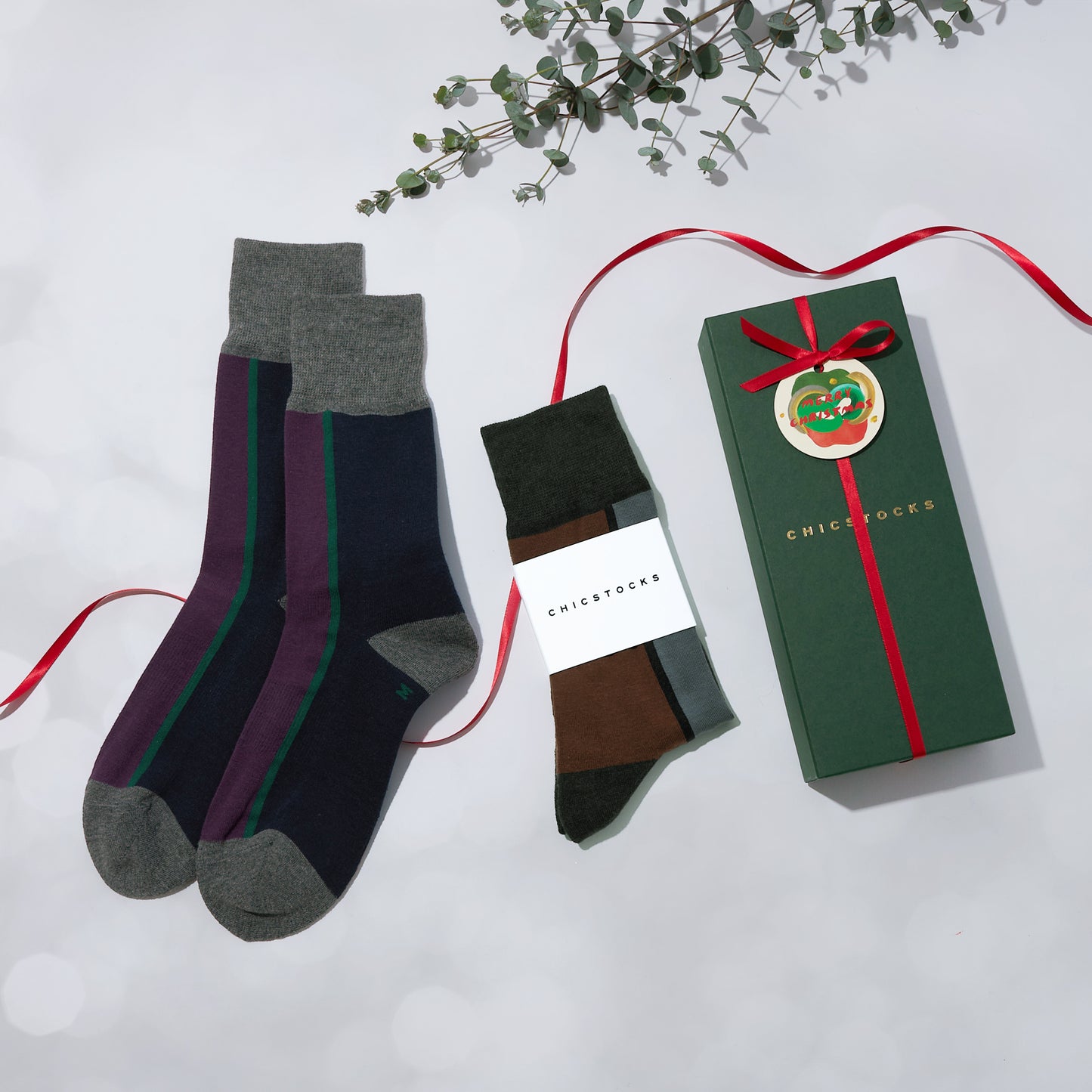 【クリスマス】  センターラインソックス  2足ギフトセット 全7色