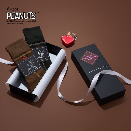 【バレンタイン】  SNOOPY×CHICSTOCKS  ラメライン ハートバルーン  2足ギフトセット  全1色