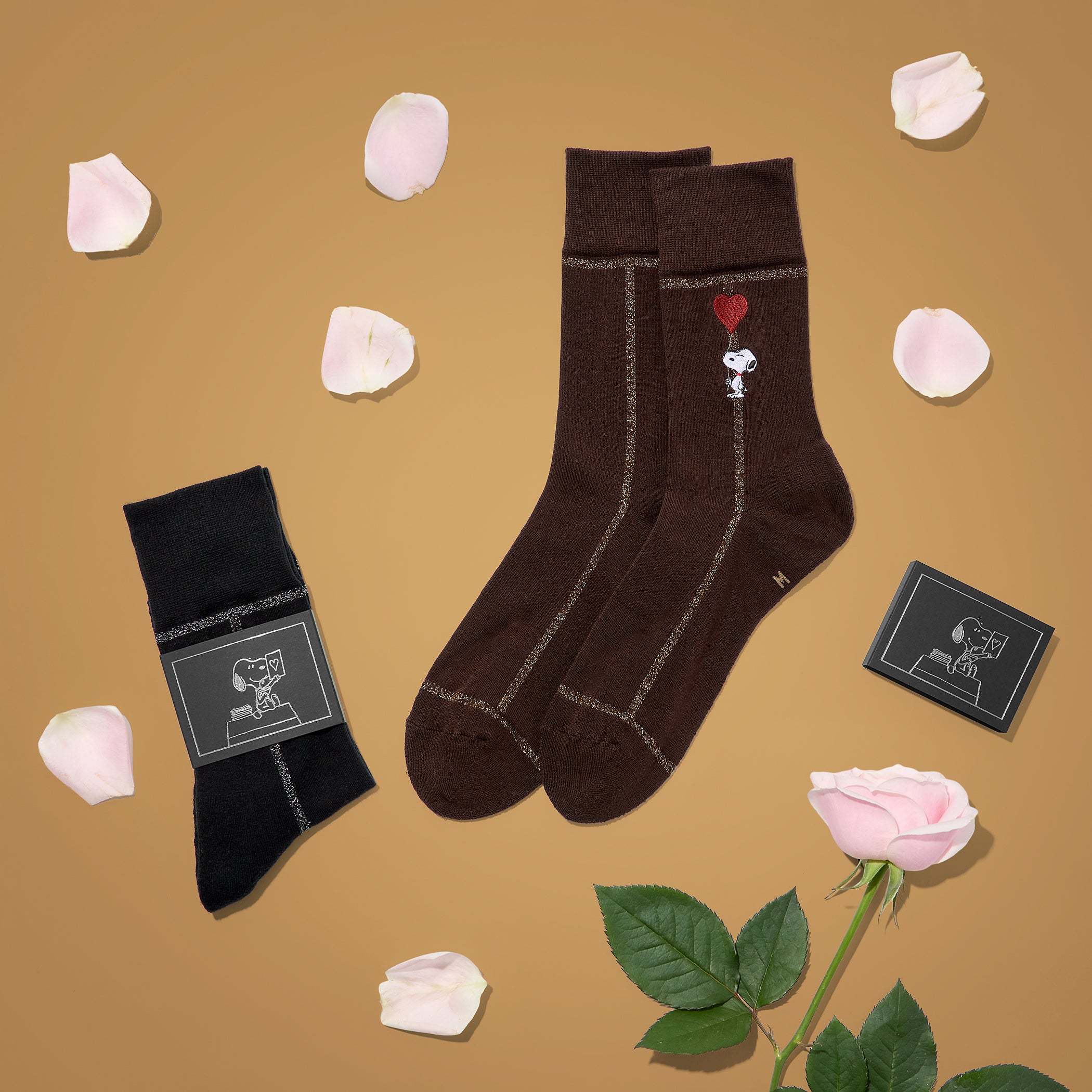 SNOOPY×CHICSTOCKS ラメライン ハートバルーン 全2色