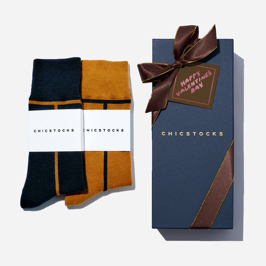 【バレンタイン】  ラインソックス  2足ギフトセット  全8色
