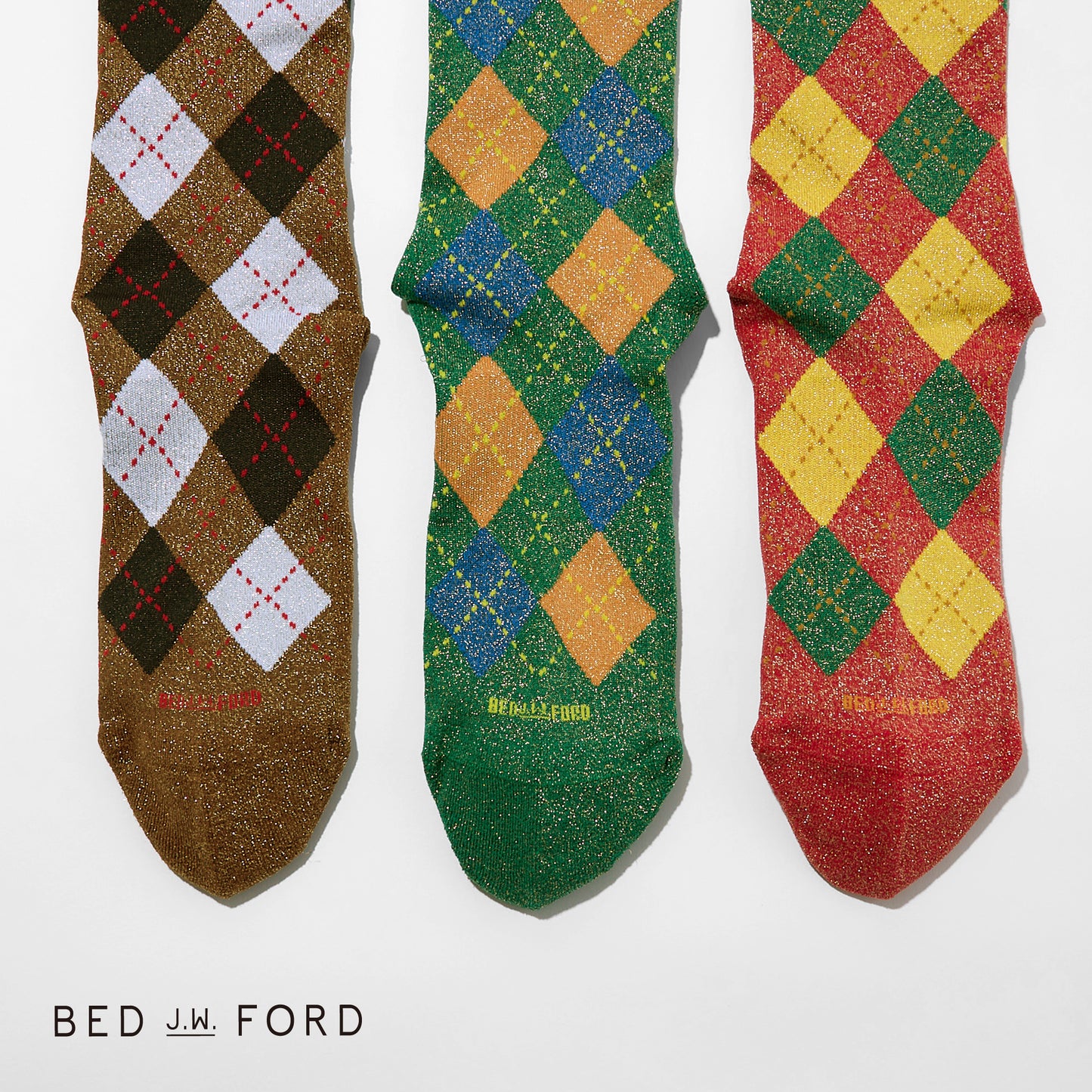 BED j.w. FORD×CHICSTOCKS  アーガイル  グリッターソックス  全5色/22-24cm・26-28cm