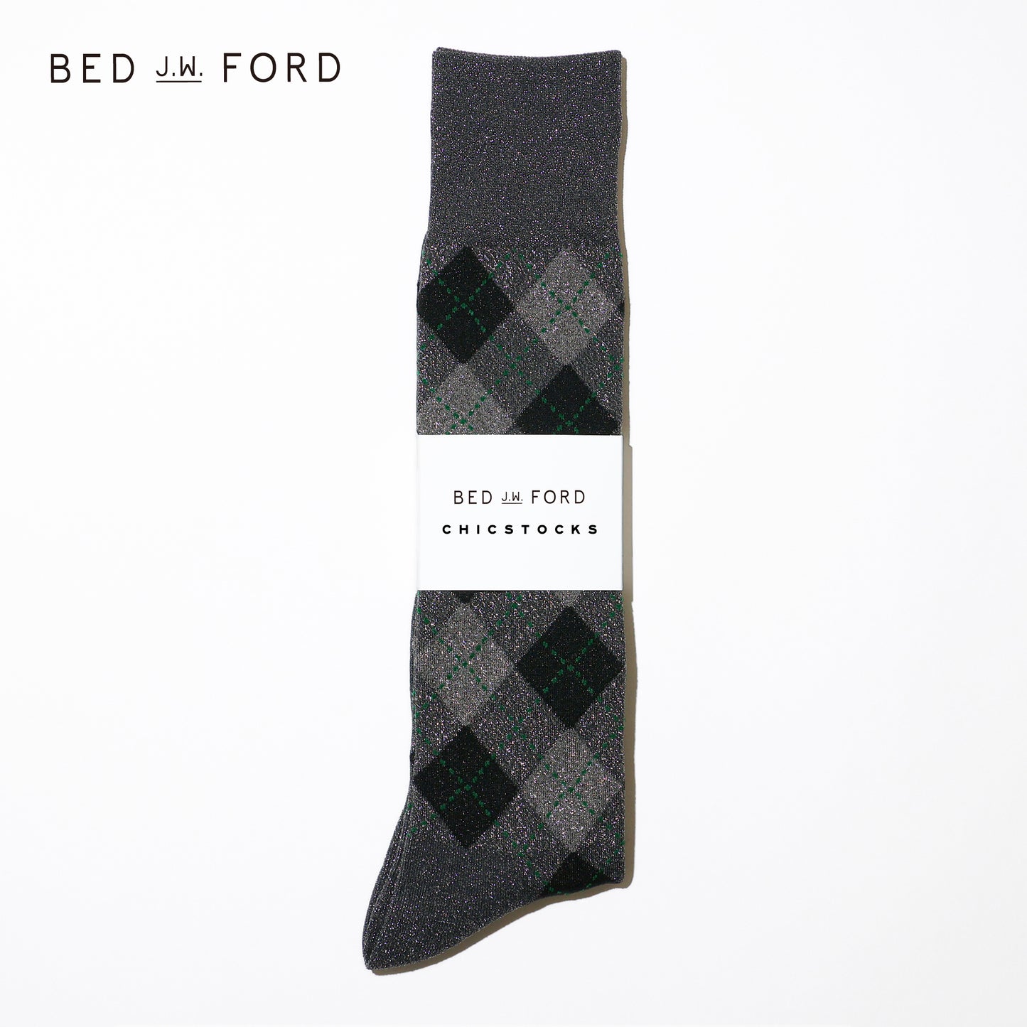 BED j.w. FORD×CHICSTOCKS  アーガイル  グリッターソックス  全6色/22-24cm・26-28cm