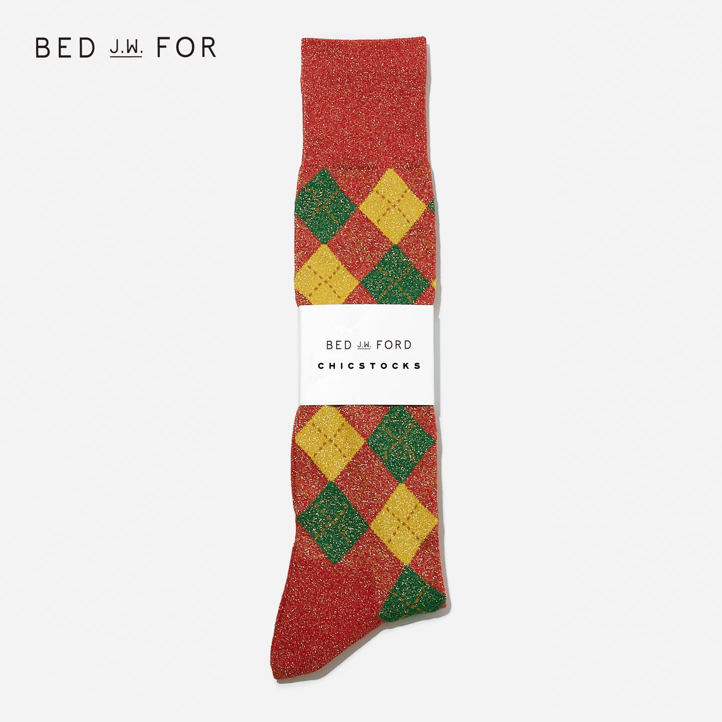 BED j.w. FORD×CHICSTOCKS  アーガイル  グリッターソックス  全5色/22-24cm・26-28cm