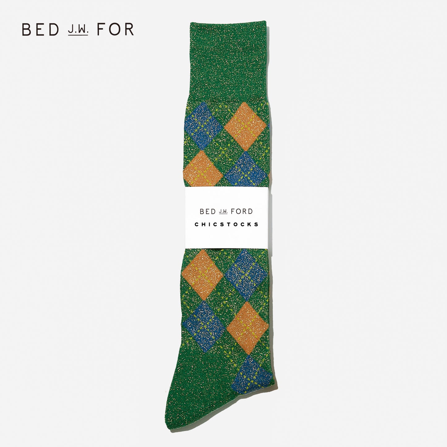 BED j.w. FORD×CHICSTOCKS  アーガイル  グリッターソックス  全5色/22-24cm・26-28cm